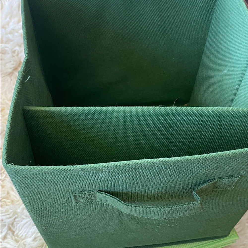 Set of Green and Beige Storage Bins - Picture 3 of 4